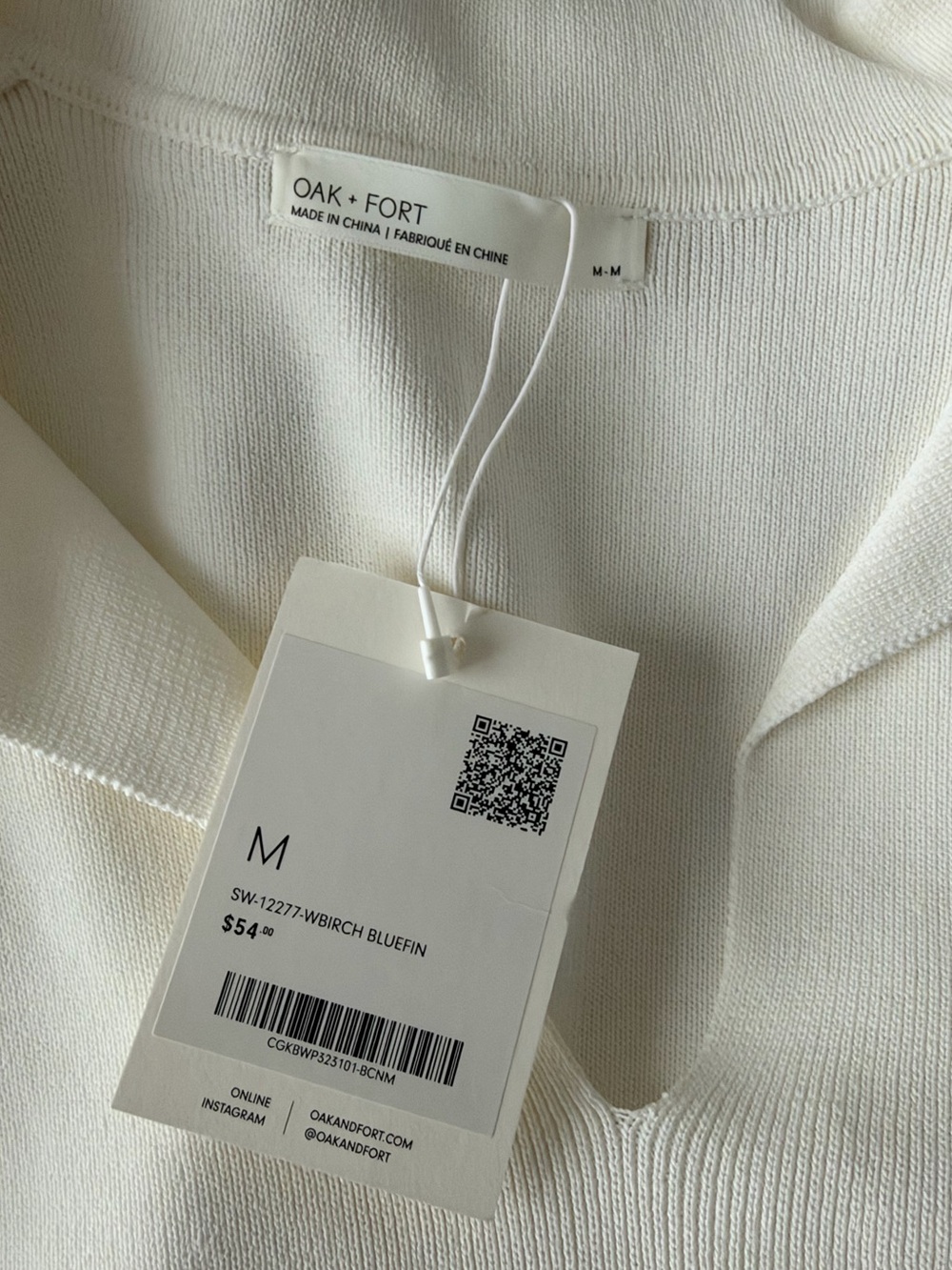 Oak + Fort SLEEVELESS COLLARED KNIT TANK in Birch Bluefin size M NWT - Picture 3 of 4